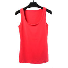 Camiseta feminina de gola redonda em cor sólida